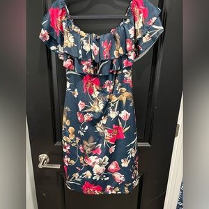 Floral, off the shoulder, body con dress.